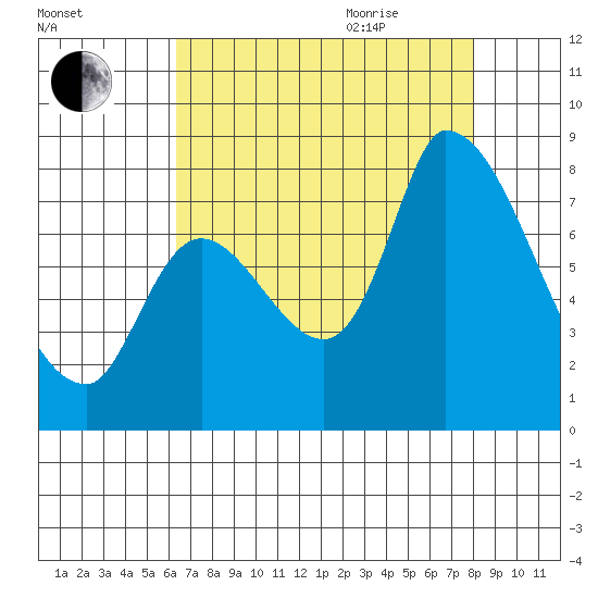 Gold Street Bridge tide chart for Monday, August 12, 2024