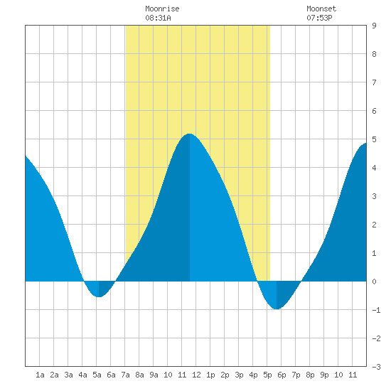 E 90th Street tide chart for Friday, January 31, 2025