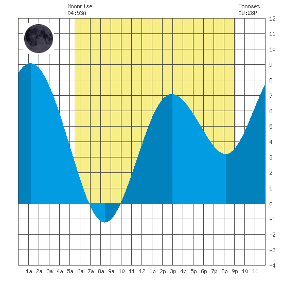Palix River tide chart for Friday, July 9, 2021