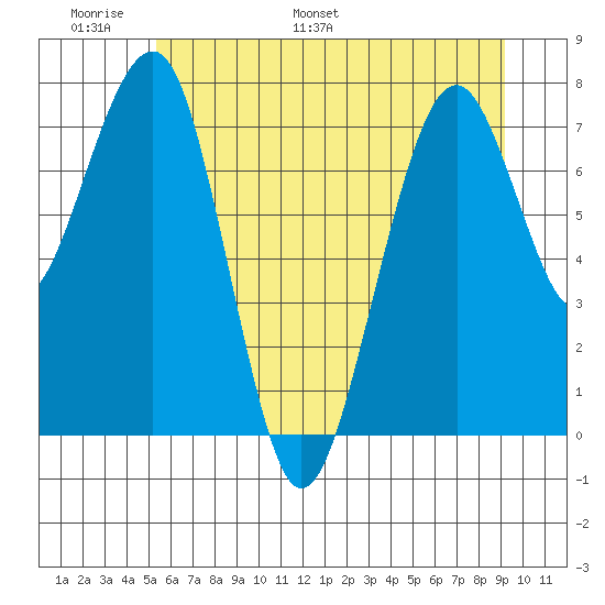 Ocean Shores tide chart for Friday, June 9, 2023