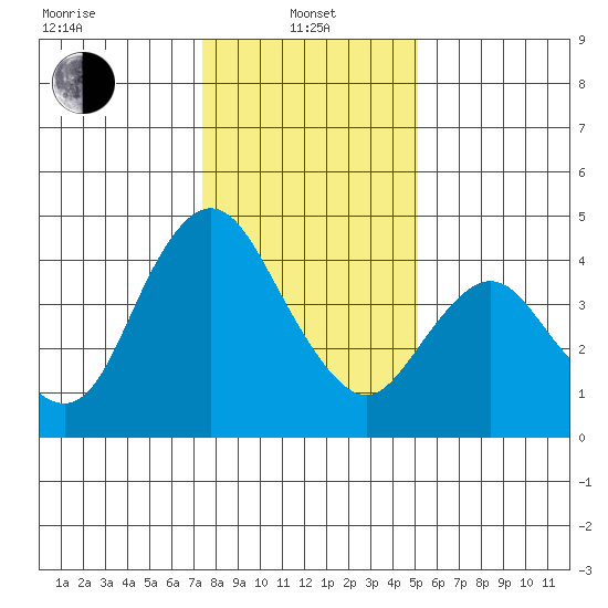 Point Buckler tide chart for Saturday, January 10, 2026