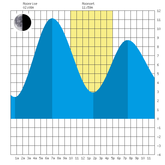 Puale Bay tide chart for Saturday, January 10, 2026