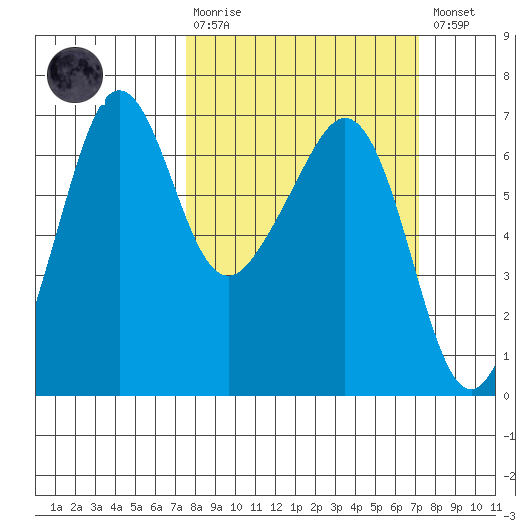 Richardson tide chart for Sunday, March 10, 2024