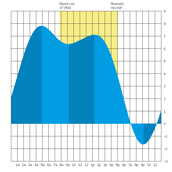 Richardson tide chart for Tuesday, January 28, 2025