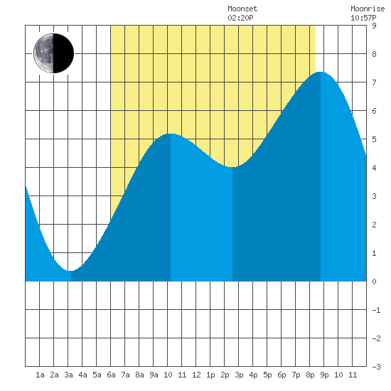 Richardson tide chart for Friday, August 15, 2025