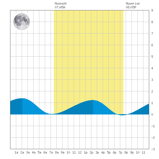 Northeast shore tide chart for Friday, March 14, 2025