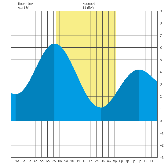 Selby tide chart for Sunday, January 11, 2026