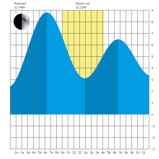 Tyndall Glacier tide chart for Wednesday, January 20, 2021