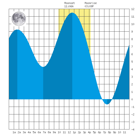 Upper Northwestern Fiord tide chart for Friday, January 6, 2023