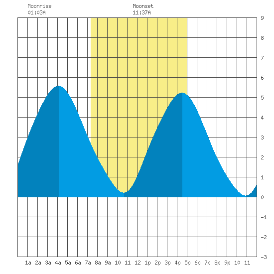 Woodland Beach tide chart for Sunday, January 11, 2026