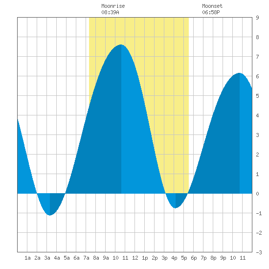 Woodville tide chart for Friday, January 12, 2024