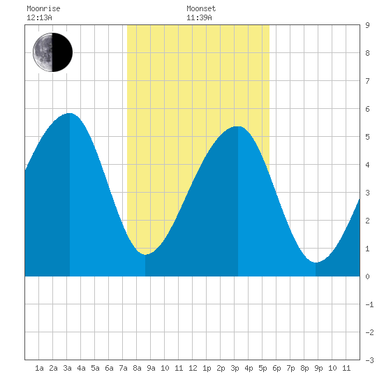 Woodville tide chart for Saturday, January 10, 2026