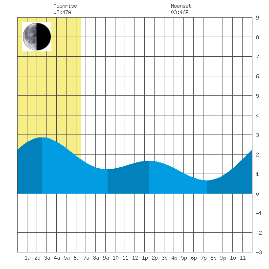 Zapadni Bay tide chart for Monday, June 8, 2026