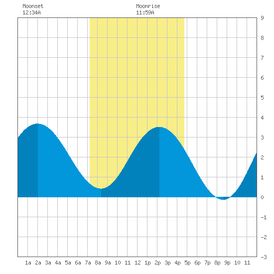 Risley Channel tide chart for Sunday, December 28, 2025