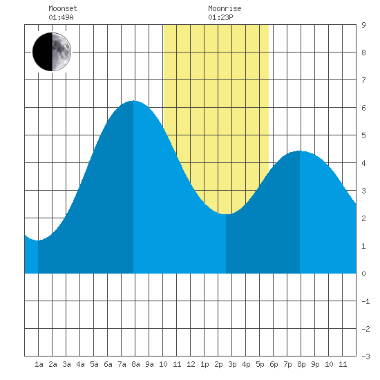 Dolgoi Island tide chart for Sunday, January 9, 2022