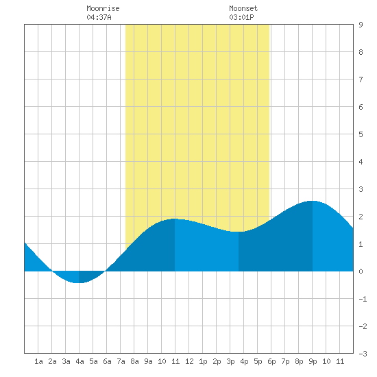 Dunedin tide chart for Monday, January 8, 2024