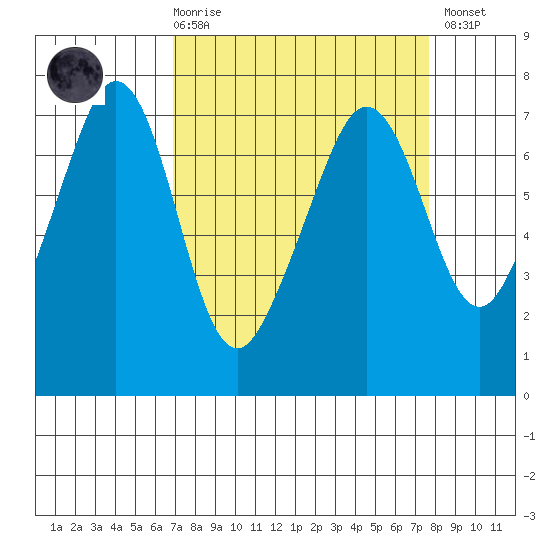 Dungeness tide chart for Saturday, March 29, 2025