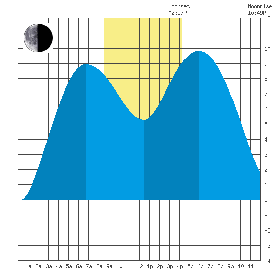 Center Slough Entrance tide chart for Tuesday, November 11, 2025