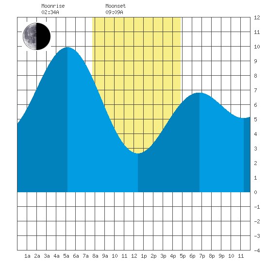 Falcon Arm tide chart for Monday, February 9, 2026